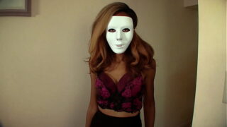 Masked Ebony Hot babe Anastasia Valentine Masturbates